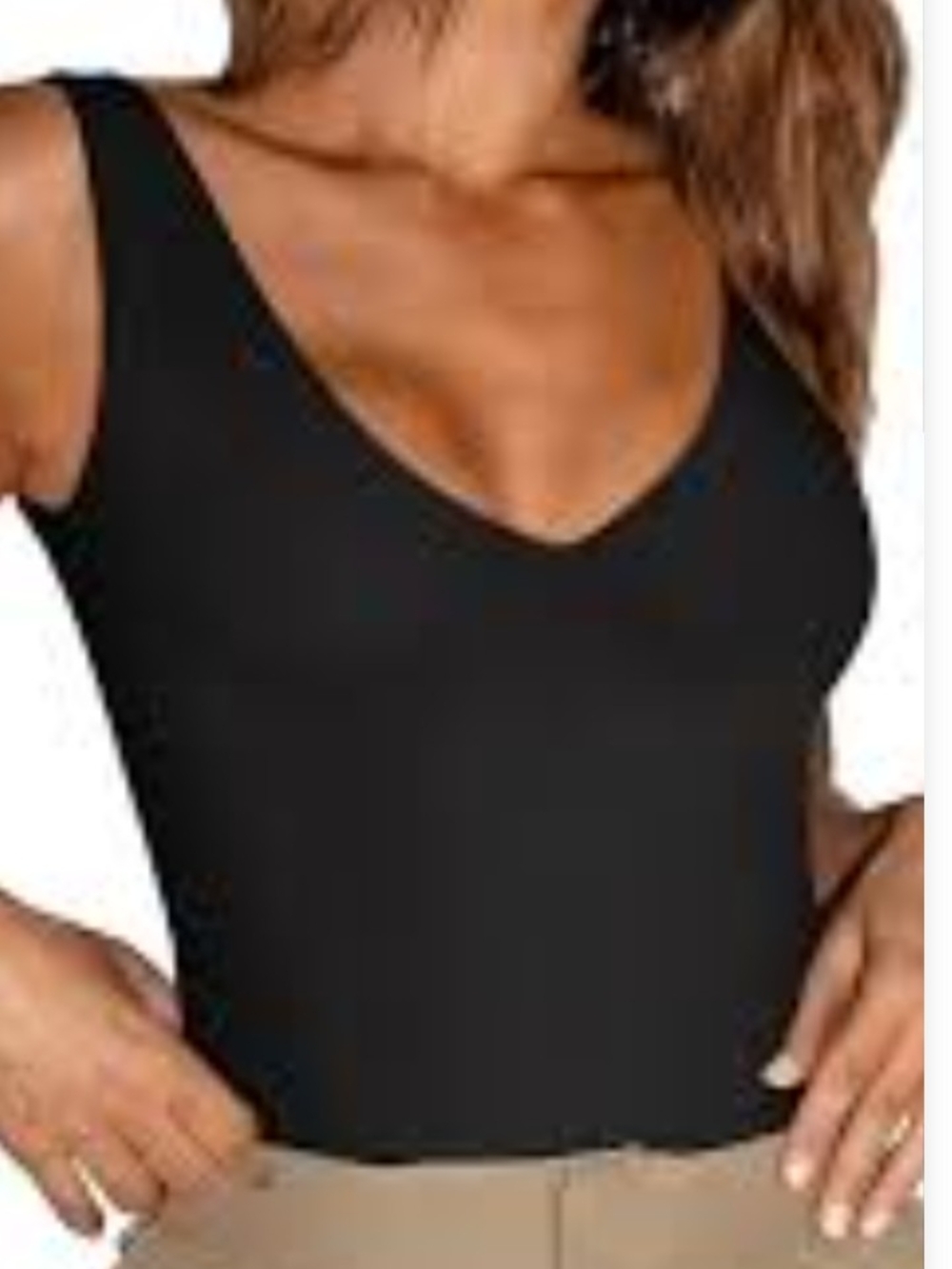 ReoRia Black V-Neck Sleeveless Bodysuit
